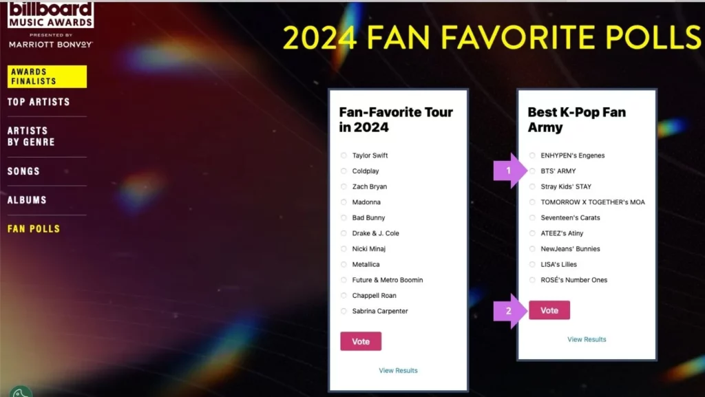 fan favorite polls Billboard ARMY BTS