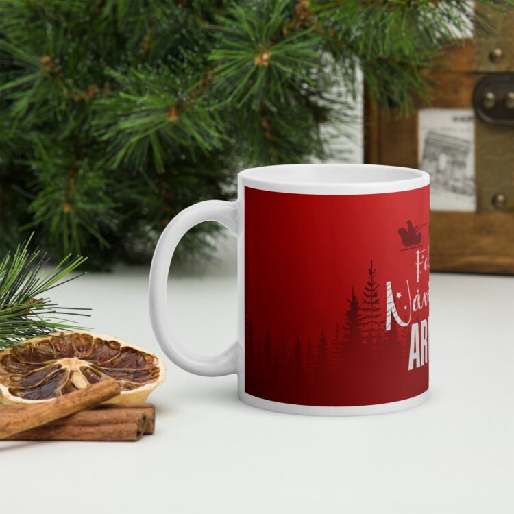 Taza blanca Feliz Navidad Army brillante - Imagen 2