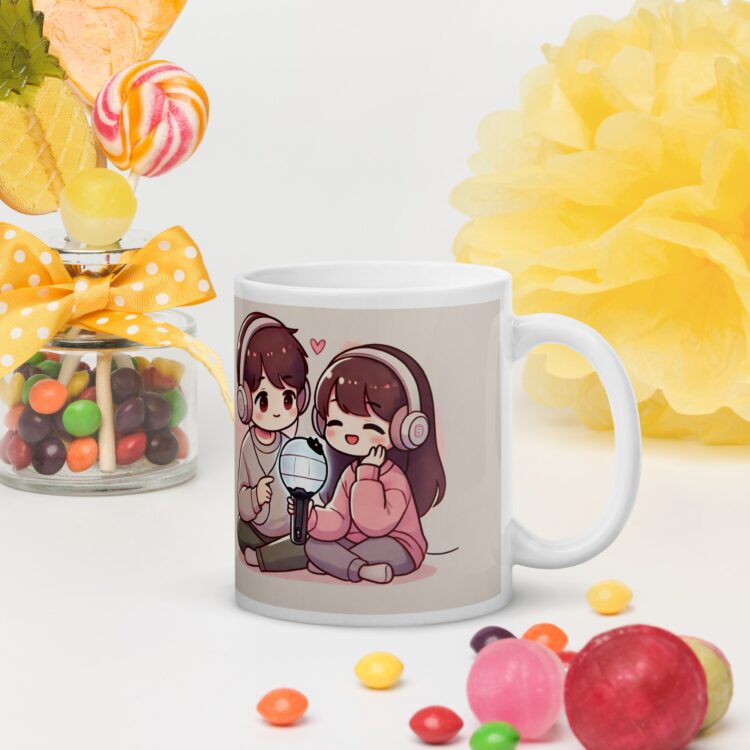 Taza blanca brillante abrazo - Imagen 3