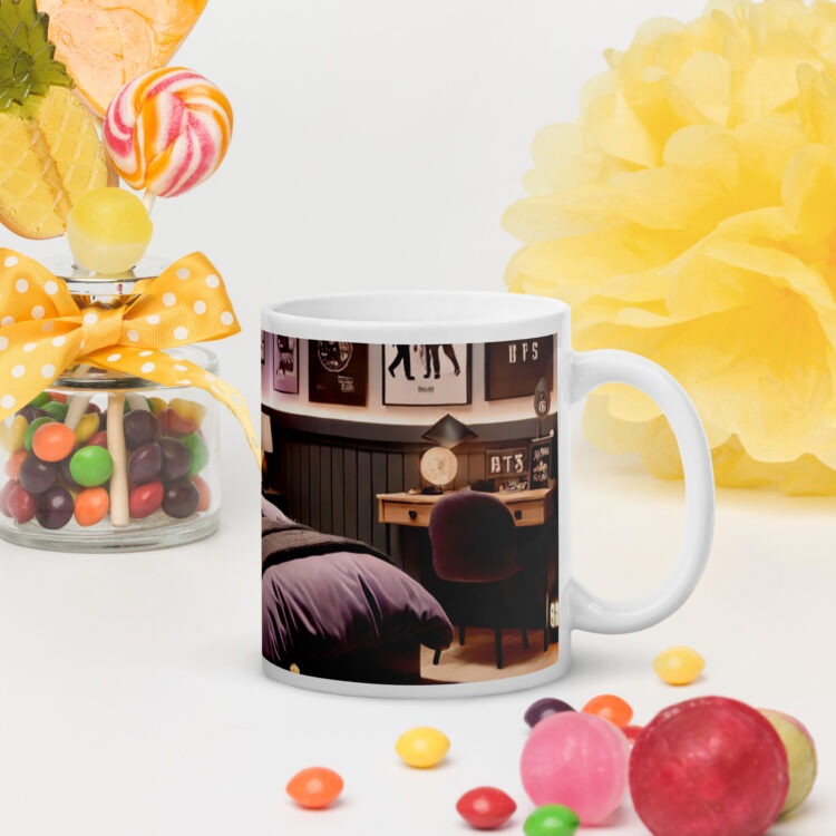 Taza BTS CHICO ARMY blanca brillante - Imagen 2