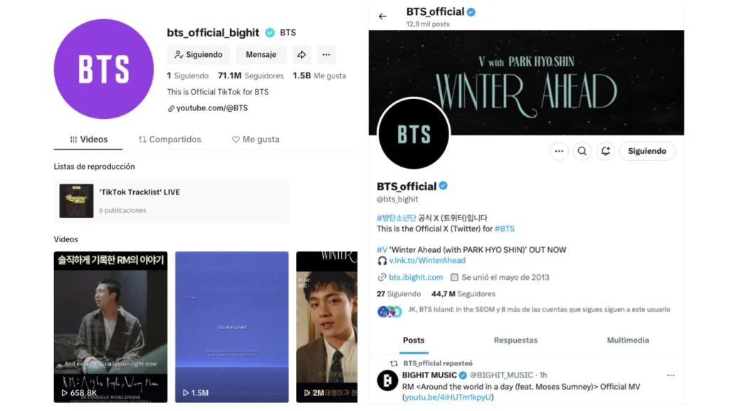 redes sociales BTS