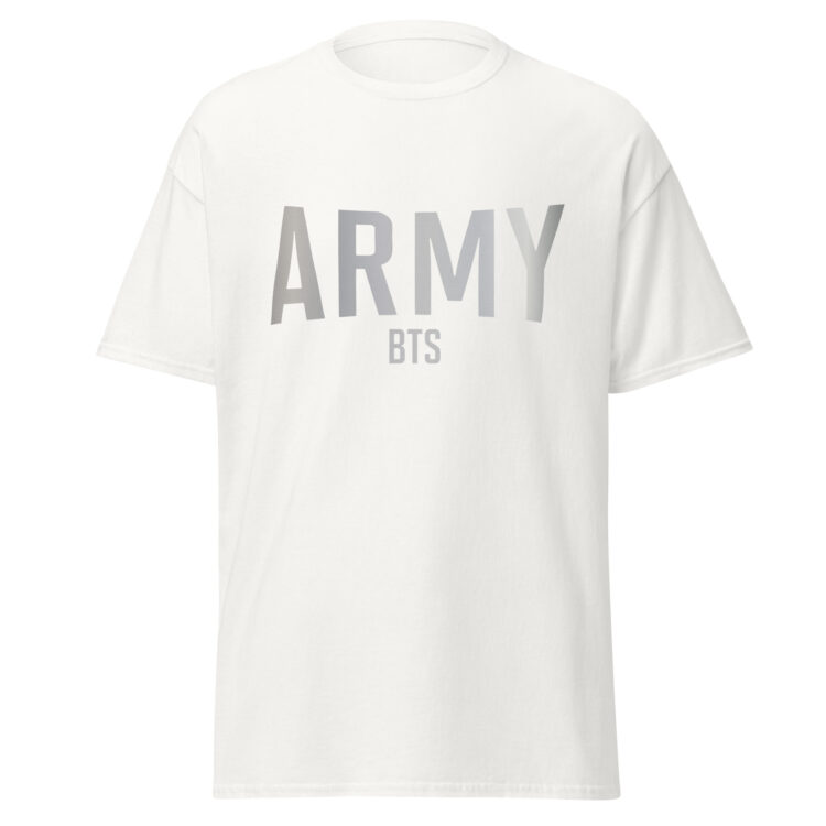 Camiseta BTS Army Letras color gris plateado